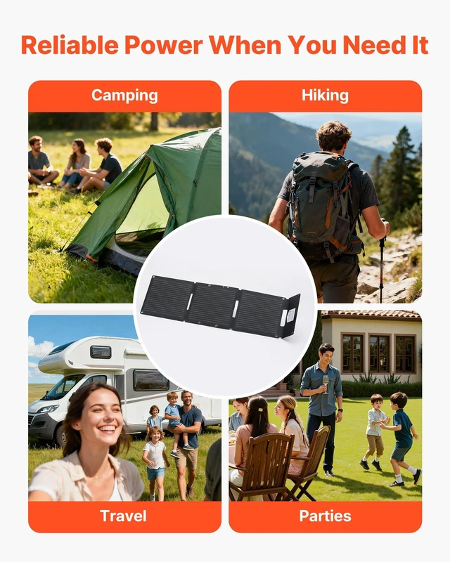Alt view image 6 of 8 - VEVOR 30W Foldable Solar Panel Charger, 16BB N-Type Monocrystalline Solar Panel 24% Efficiency, Ultra-Light Portable with USB-A, USB-A (QC3.0) & Type-C Ports for Camping, Backpacking, Phones, Tablets