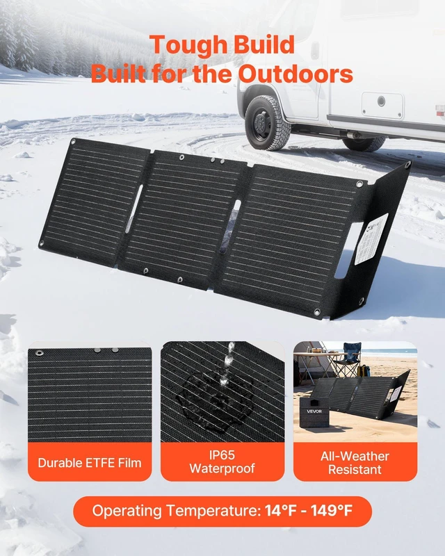 Alt view image 5 of 8 - VEVOR 30W Foldable Solar Panel Charger, 16BB N-Type Monocrystalline Solar Panel 24% Efficiency, Ultra-Light Portable with USB-A, USB-A (QC3.0) & Type-C Ports for Camping, Backpacking, Phones, Tablets
