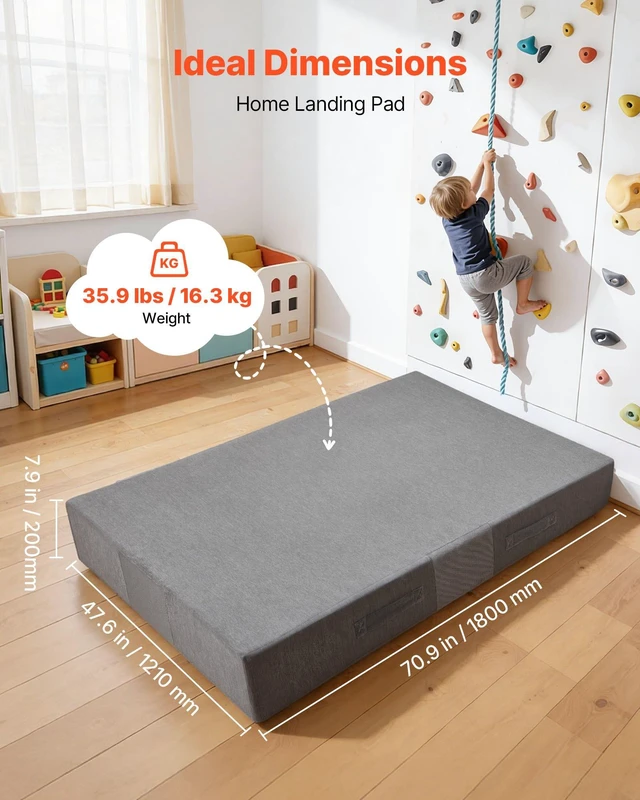Alt view image 7 of 8 - VEVOR Crash Pad, 6 x 4 ft Crash Pad for Kids Sensory with Soft Thick Foam and Washable Cover, Giant Pillow Mat Large Sensory Room Equipment for Children and Adults Jumping, Play, Climbing & Gymnastics