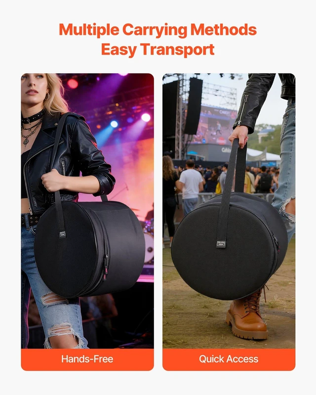 Alt view image 5 of 8 - VEVOR 5-Piece Drum Case Set, 600D, Padded Drum Bags for 22 in Bass, 12/13/16 in Tom, 14 in Snare, Thick Padding, Lightweight Protective Covers Travel Storage Cases, for Drums Accessories Protection
