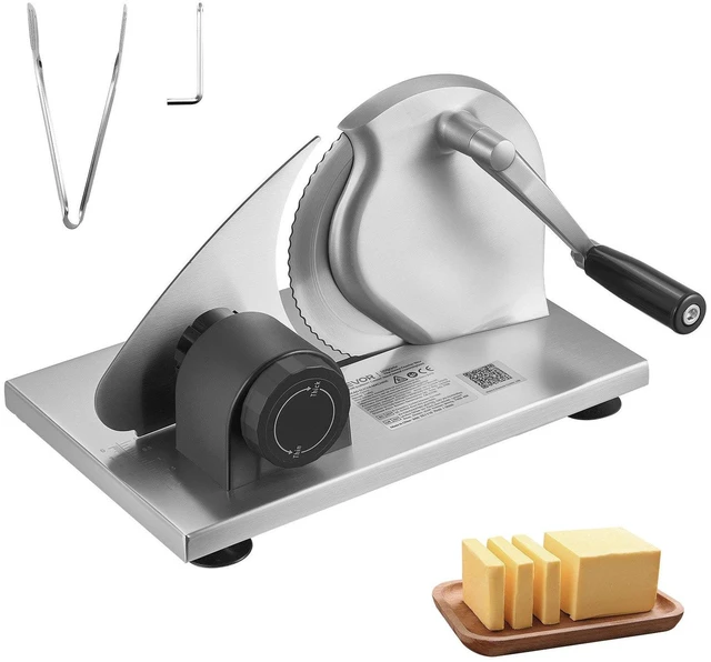 Main image of VEVOR Manual Bread Slicer, 0-0.6" Adjustable Thickness Cheese Cutter, Hand Cranked Slicer for Homemade Bread - with Serrated Stainless Steel Blade for Kitchen, Restaurant, Bakery, Party