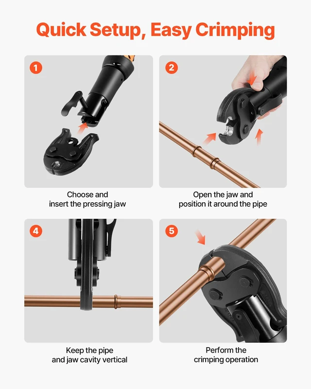 Alt view image 5 of 8 - VEVOR VUS Press Jaws for 24KN Compact Series Press Tools, 3PCS Pressing Jaws 1/2", 3/4" & 1" - Compatible with ProPress Copper Pipes Connections, Includes Carrying Case