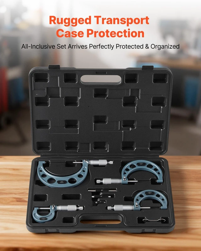 Alt view image 6 of 8 - VEVOR 4 PCS Micrometer Set, 0-1"/1-2"/2-3"/3-4" Machinist Outside Micrometer, Ultra-Precision 0.0001 Accuracy, Professional Machinist Tools with Protective Case, for Metalworking & Engineering