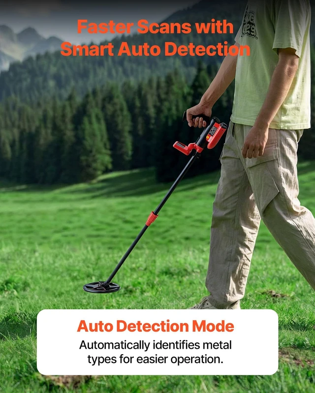 Alt view image 3 of 8 - VEVOR Metal Detector, 6", Lightweight Metal Detector with LCD Display, IP68 Waterproof Search Coil, Adjustable 22.8"-33.8" High Accuracy Gold Detector, Easy to Use, for Detecting Gold Treasure Hunting