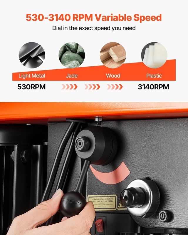 Alt view image 4 of 8 - VEVOR 10-Inch Benchtop Drill Press, 5 Amp, 0.8 HP 600W Bench Drill Press, 530-3140 RPM Variable Speed, 0-45° Tilting Worktable, with Laser and LED Work Light, Tabletop Drilling Machine, for Wood Metal