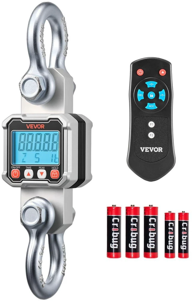Main image of VEVOR Digital Crane Scale, 6600 lbs/3000 kg Max Capacity, Heavy Duty Industrial Hanging Scale with Cast Aluminum Case & LCD Display, 1 lbs Division & 3 Unit Switch, Remote Control for Garage Factory