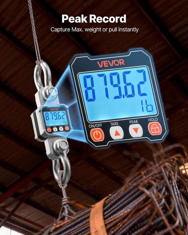 Alt view image 4 of 8 - VEVOR Digital Crane Scale, 6600 lbs/3000 kg Max Capacity, Heavy Duty Industrial Hanging Scale with Cast Aluminum Case & LCD Display, 1 lbs Division & 3 Unit Switch, Remote Control for Garage Factory