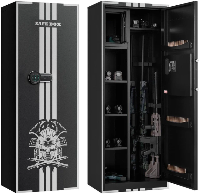 Main image of VEVOR 4 Gun Safe, Long Gun Cabinet for Rifles and Pistols, Quick Access Rifle Safe with 3 Ammo Slots and 2 Adjustable Racks, Large Digital Cabinet with Key and Password Lock