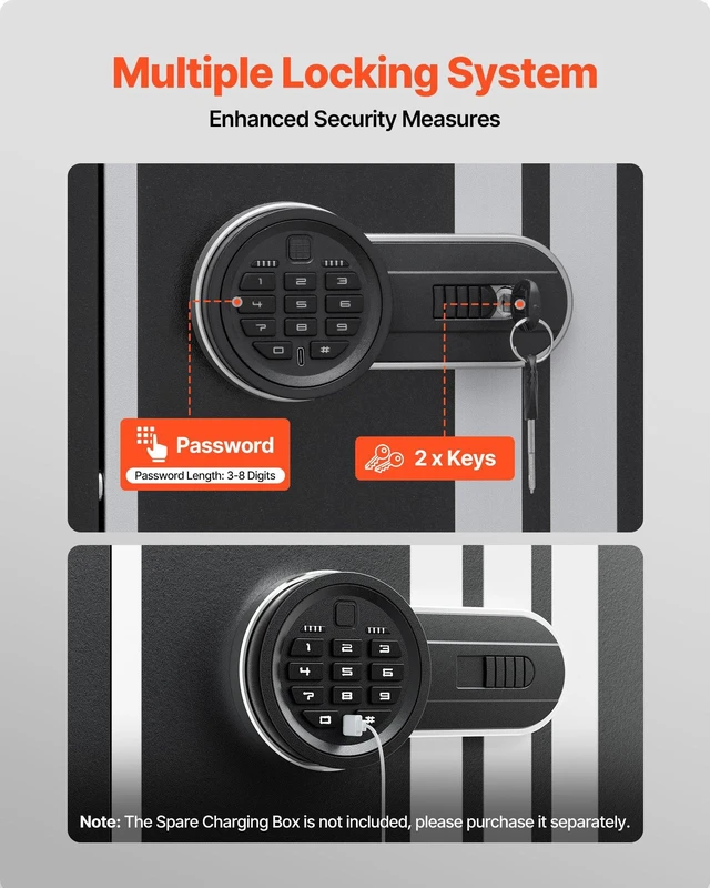 Alt view image 3 of 8 - VEVOR 4 Gun Safe, Long Gun Cabinet for Rifles and Pistols, Quick Access Rifle Safe with 3 Ammo Slots and 2 Adjustable Racks, Large Digital Cabinet with Key and Password Lock