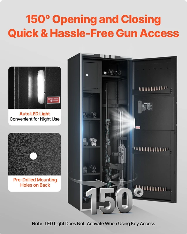 Alt view image 6 of 8 - VEVOR 4 Gun Safe, Long Gun Cabinet for Rifles and Pistols, Quick Access Rifle Safe with 3 Ammo Slots and 2 Adjustable Racks, Large Digital Cabinet with Key and Password Lock