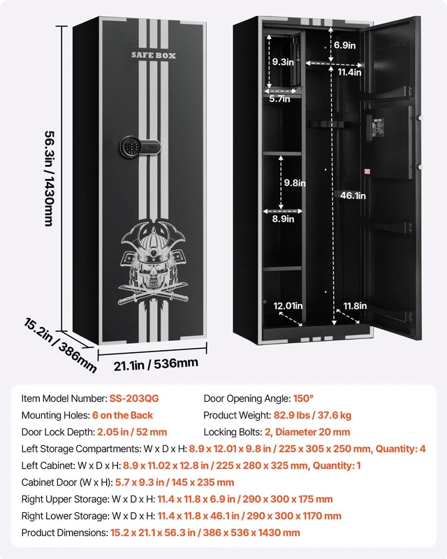 Alt view image 7 of 8 - VEVOR 4 Gun Safe, Long Gun Cabinet for Rifles and Pistols, Quick Access Rifle Safe with 3 Ammo Slots and 2 Adjustable Racks, Large Digital Cabinet with Key and Password Lock