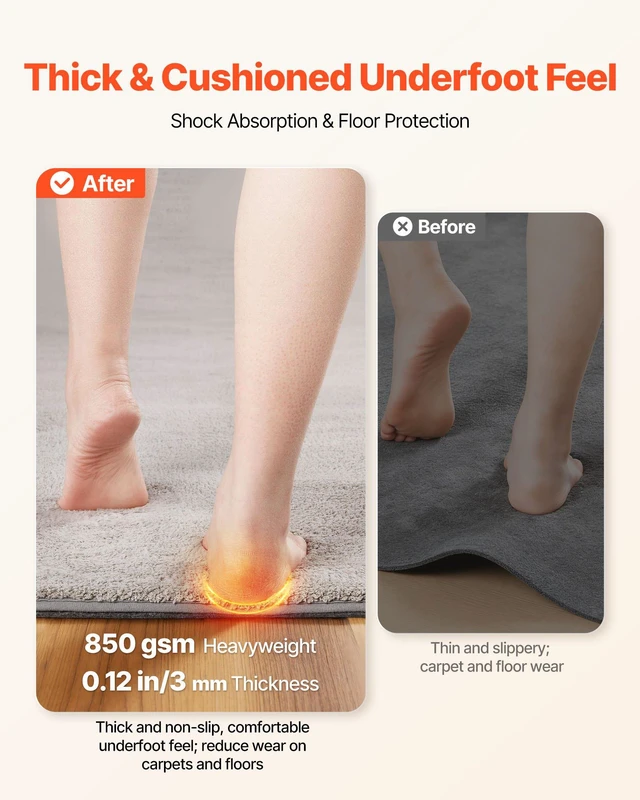 Alt view image 3 of 8 - VEVOR Rug Pad 10 x 14 ft, Non-slip Carpet Area Pad, Rug Mat Padding with Dual Surface Felt Cushion & Rubber Gripper, Hardwood Floor Protection for All Floors, Finishes, Keeps Carpets in Place