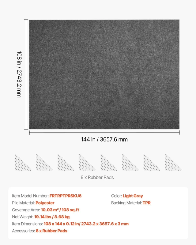 Alt view image 7 of 8 - VEVOR Rug Pad 9 x 12 ft, Non-slip Carpet Area Pad, Rug Mat Padding with Dual Surface Felt Cushion & Rubber Gripper, Hardwood Floor Protection for All Floors, Finishes, Keeps Carpets in Place