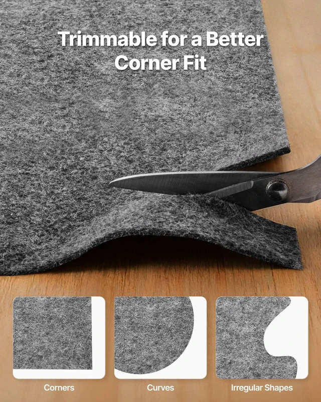Alt view image 5 of 8 - VEVOR Rug Pad 9 x 12 ft, Non-slip Carpet Area Pad, Rug Mat Padding with Dual Surface Felt Cushion & Rubber Gripper, Hardwood Floor Protection for All Floors, Finishes, Keeps Carpets in Place