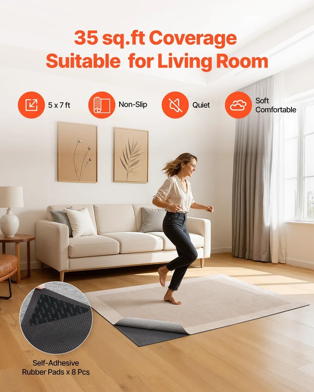 Alt view image 2 of 8 - VEVOR Rug Pad 5 x 7 ft, Non-slip Carpet Area Pad, Rug Mat Padding with Dual Surface Felt Cushion & Rubber Gripper, Hardwood Floor Protection for All Floors, Finishes, Keeps Carpets in Place