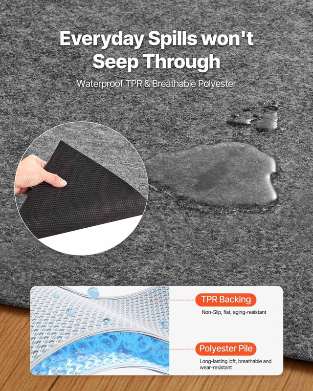 Alt view image 4 of 8 - VEVOR Rug Pad 8 x 10 ft, Non-slip Carpet Area Pad, Rug Mat Padding with Dual Surface Felt Cushion & Rubber Gripper, Hardwood Floor Protection for All Floors, Finishes, Keeps Carpets in Place