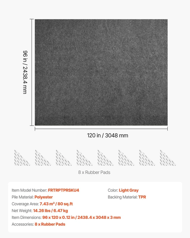 Alt view image 7 of 8 - VEVOR Rug Pad 8 x 10 ft, Non-slip Carpet Area Pad, Rug Mat Padding with Dual Surface Felt Cushion & Rubber Gripper, Hardwood Floor Protection for All Floors, Finishes, Keeps Carpets in Place