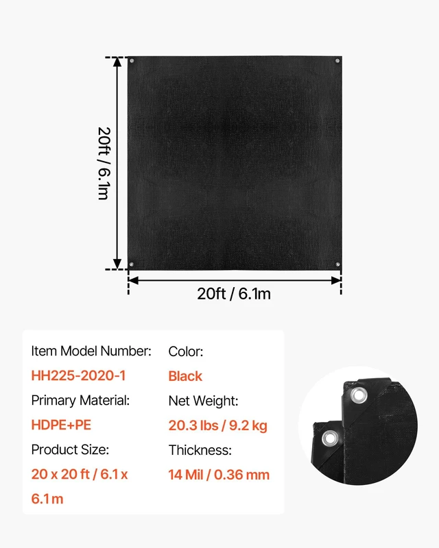 Alt view image 7 of 8 - VEVOR 20 x 20 ft Pond Liner, 14 Mil Thickness, 3-Layer Reinforced PE Fish Koi Pond Liner for Outdoor Ponds, with Hemmed Edge and 4 Metal Buttonholes, for Water Garden, Waterfall, and Fountains, Black