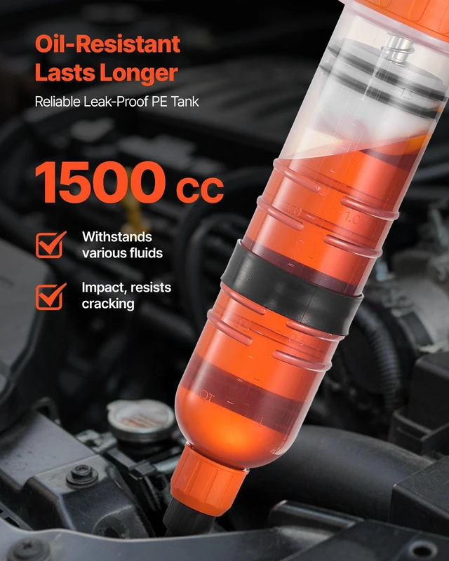 Alt view image 6 of 8 - VEVOR 1500CC Fluid Extractor, Manual Automotive Fluid Pump Extractor, Oil Syringe with Long Hose and Extension Tubes Easy Oil Change, Suction Pump for Lawn Mowers Cars Ships Golf Carts Motorcycles