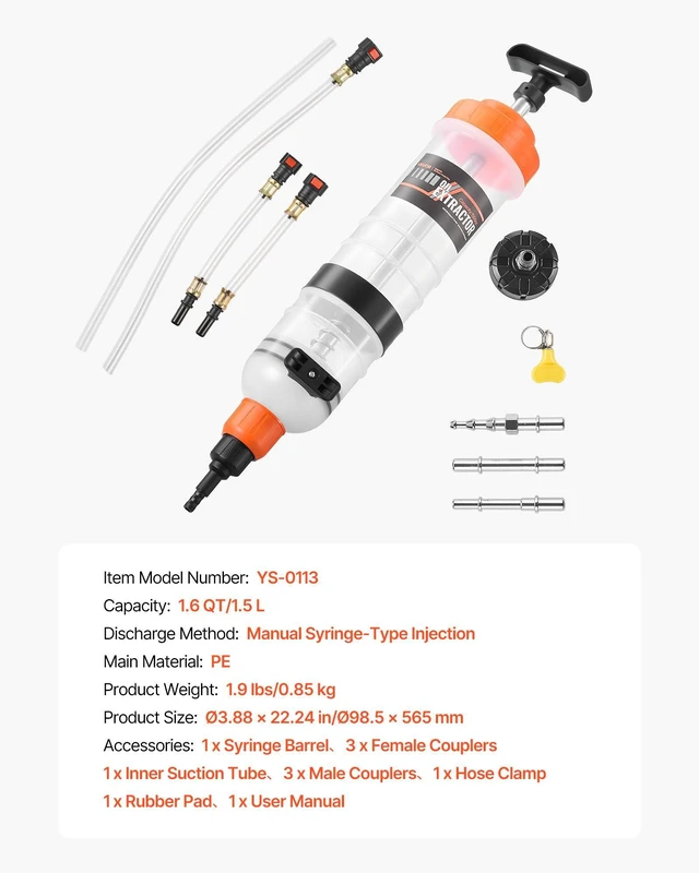 Alt view image 7 of 8 - VEVOR 1500CC Fluid Extractor, Manual Automotive Fluid Pump Extractor, Oil Syringe with Long Hose and Extension Tubes Easy Oil Change, Suction Pump for Lawn Mowers Cars Ships Golf Carts Motorcycles