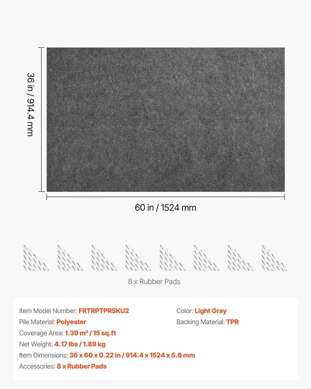 Alt view image 7 of 8 - VEVOR Rug Pad 3 x 5 ft, Non-slip Carpet Area Pad, Rug Mat Padding with Dual Surface Felt Cushion & Rubber Gripper, Hardwood Floor Protection for All Floors, Finishes, Keeps Carpets in Place