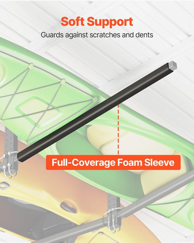 Alt view image 5 of 8 - VEVOR Kayak Storage Rack for 2 Kayaks, Holds Up to 250 lbs, Heavy Duty Adjustable Ceiling Rack for Garage Ceiling Mount, Overhead Garage Storage Hanger for Canoe, Ladder, SUP, Surfboard & Paddleboard