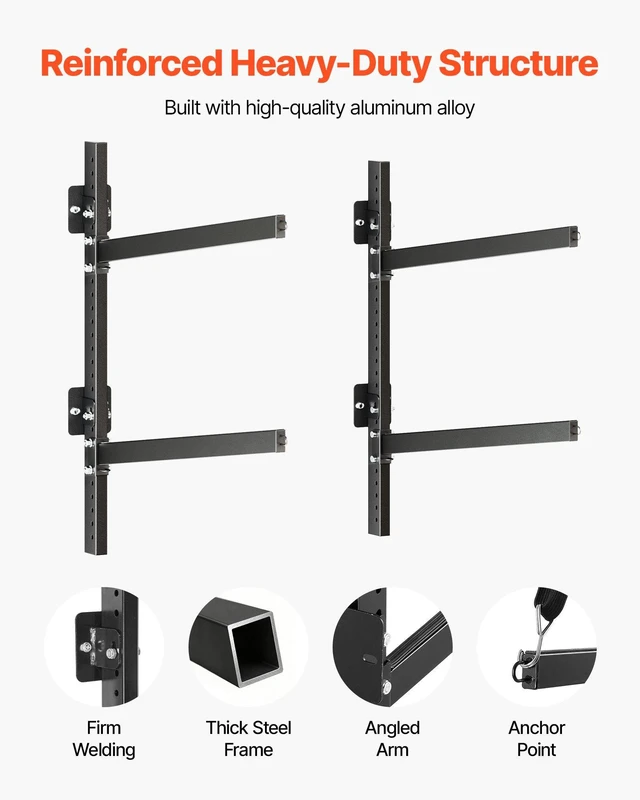 Alt view image 4 of 8 - VEVOR Kayak Storage Rack for 2 Kayaks, Holds 200 lbs, Heavy Duty Adjustable Wall Mount Stand for Indoor Outdoor Garage Shed Dock, Storage Holder for Canoe, Small Boat, SUP, Surfboard & Paddleboard