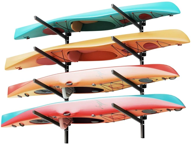 Main image of VEVOR Kayak Storage Rack for 4 Kayaks, Holds 300 lbs, Heavy Duty Adjustable Wall Mount Stand for Indoor Outdoor Garage Shed Dock, Storage Holder for Canoe, Small Boat, SUP, Surfboard & Paddleboard