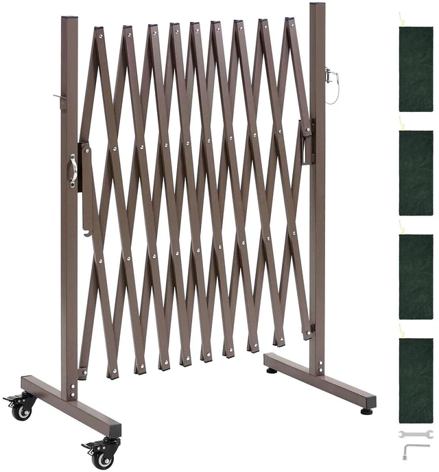 Main image of VEVOR Expandable Barricade, 10FT Expandable Safety Barrier, Flexible Mobile Barricade with Locking Casters, Portable Folding Security Gate Metal Traffic Fence for Patio Garden Stairway