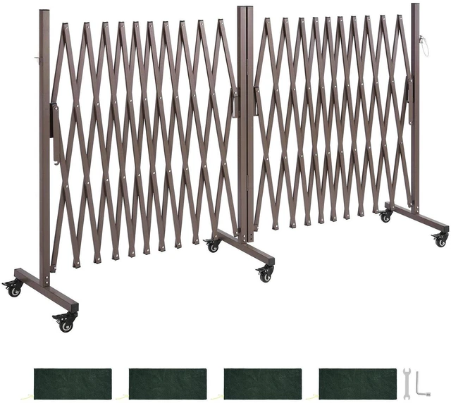 Main image of VEVOR Double Expandable Barricades, 27FT Expandable Safety Barrier, 0-180° Rotatable Mobile Barricade with Locking Casters, Portable Folding Security Gate Traffic Fence for Patio Garden Stairway