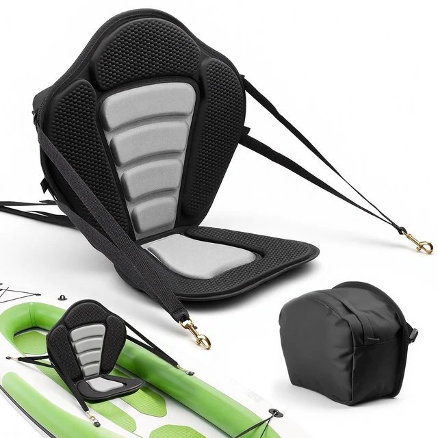 Main image of VEVOR Kayak Seat, 1 Pack 0.5" Thick, Universal Paddle Board Seat with Back Support, Sit-on-Top Soft Padded Cushion with Storage Bag & Adjustable Straps for SUP, Canoe, Fishing Boat, Inflatable Kayak