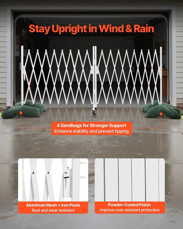 Alt view image 2 of 8 - VEVOR Double Expandable Barricades, 18FT Expandable Safety Barrier, 0-180° Rotatable Mobile Barricade with Locking Casters, Portable Folding Security Gate Traffic Fence for Patio Garden Stairway