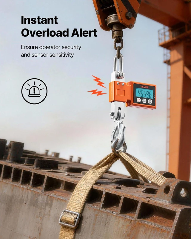 Alt view image 5 of 8 - VEVOR Digital Crane Scale, 1100 lbs/500 kg Max Capacity, Heavy Duty Industrial Hanging Scale with Cast Aluminum Case & LCD Display, 0.2 lbs Division & 3 Unit Switch, Auto-Off Setting for Garage