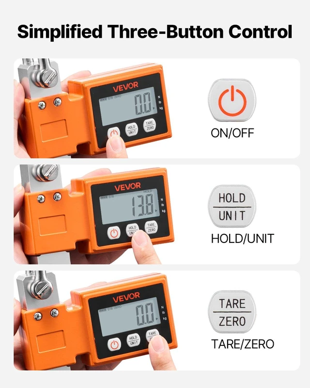 Alt view image 6 of 8 - VEVOR Digital Crane Scale, 1100 lbs/500 kg Max Capacity, Heavy Duty Industrial Hanging Scale with Cast Aluminum Case & LCD Display, 0.2 lbs Division & 3 Unit Switch, Auto-Off Setting for Garage