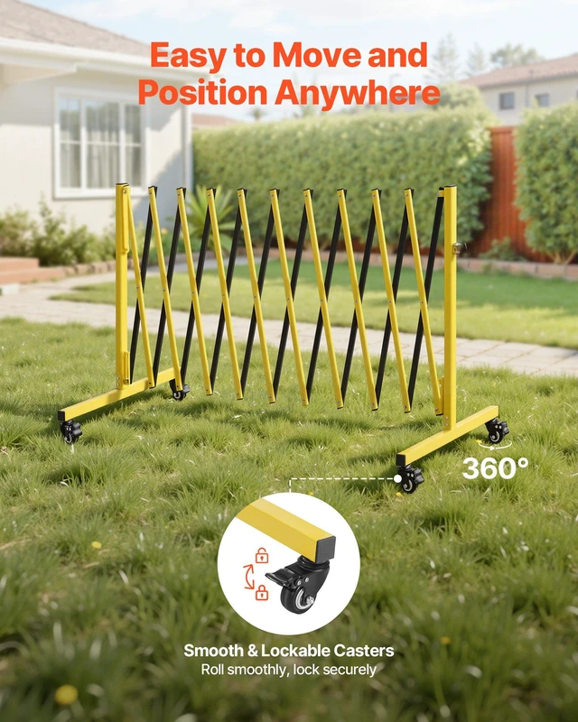 Alt view image 4 of 8 - VEVOR Industrial Expandable Barricade, 13FT Expandable Safety Barrier, Flaxible Mobile Barricade with Locking Casters, Portable Folding Security Gate Traffic Fence for Driveway Warehouse Elevator