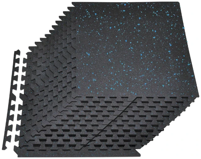 Main image of VEVOR Puzzle Exercise Mat, 24 PCS Fitness Equipment Mats, 24 x 24 x 0.56 in, High-Density EVA Foam Mat Set, Interlocking Rubber Soft Tiles, Protective Floor Padding with Blue Dots for Home Gym Office
