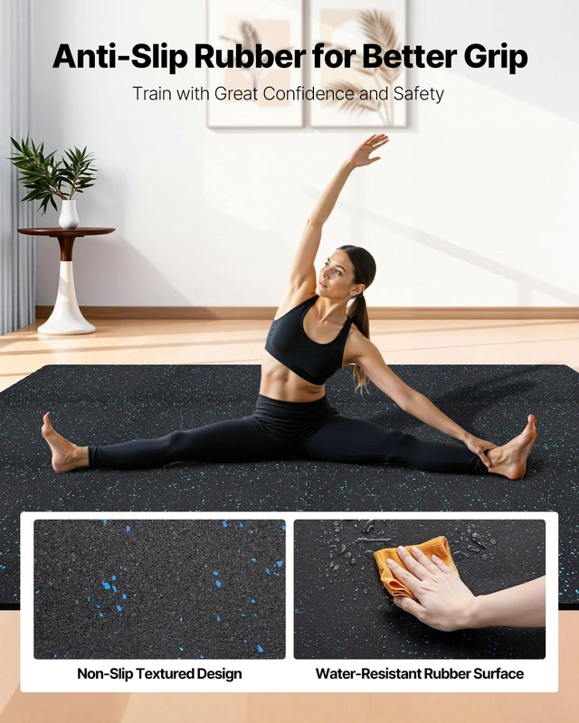 Alt view image 3 of 8 - VEVOR Puzzle Exercise Mat, 24 PCS Fitness Equipment Mats, 24 x 24 x 0.56 in, High-Density EVA Foam Mat Set, Interlocking Rubber Soft Tiles, Protective Floor Padding with Blue Dots for Home Gym Office