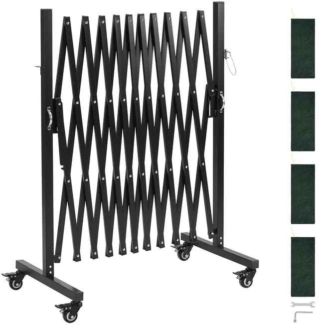 Main image of VEVOR Expandable Barricade, 11FT Expandable Safety Barrier, Flexible Mobile Barricade with Locking Casters, Portable Folding Security Gate Metal Traffic Fence for Patio Garden Stairway