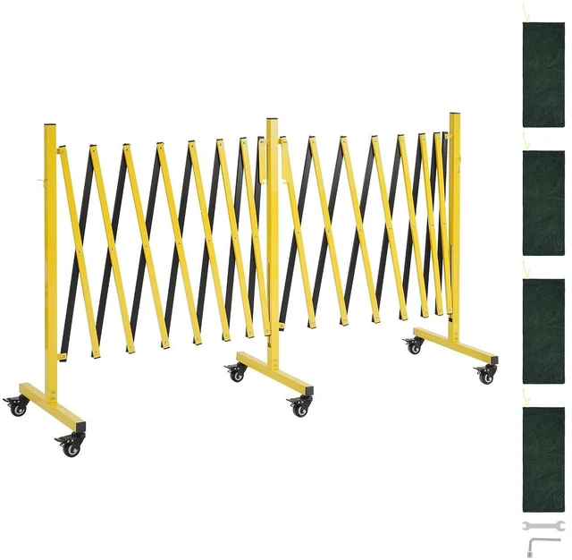 Main image of VEVOR Double Expandable Barricades, 25FT Industrial Safety Barriers, Flexible Mobile Barricade with Locking Casters, Portable Folding Security Gate Metal Traffic Fence for Driveway Warehouse Elevator