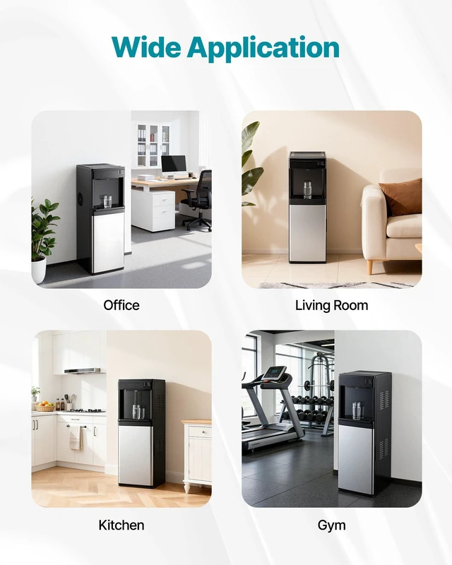 Alt view image 6 of 8 - VEVOR Water Dispenser with Ice Maker, 3-in-1 Floor-Standing Water Dispenser, 33 LBS/24H, 9 Cubes/7 Min Fast Ice Making with 1.3 LBS Storage, Bullet Ice-Cubes & Cold-Water, for Home, Kitchen, Party