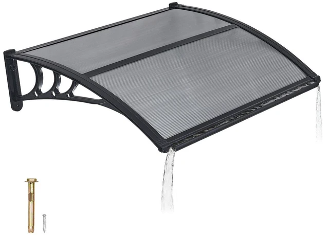 Main image of VEVOR Awnings for Door Entrance, 30 x 39 in, Exterior Front Door Window Awnings with Drainage & ABS Bracket, Rain Snow Sun Protection, Overhang Polycarbonate Door Canopy for Porch Patio, Smoky Gray