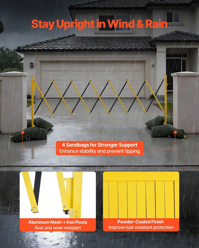 Alt view image 2 of 8 - VEVOR Industrial Expandable Barricade, 12FT Expandable Safety Barrier, Flaxible Mobile Barricade with Locking Casters, Portable Folding Security Gate Traffic Fence for Driveway Warehouse Elevator
