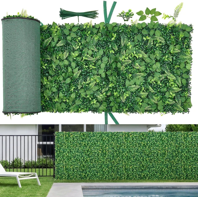 Main image of VEVOR Artificial Plant Wall, 4 PCS, Each Panel 2 x 8 ft Artificial Boxwood Panels, Sun Protection Greenery Backdrop Privacy Hedge Fence, Fake Grass Screen for Wedding, Indoor, Outdoor Garden, Backyard