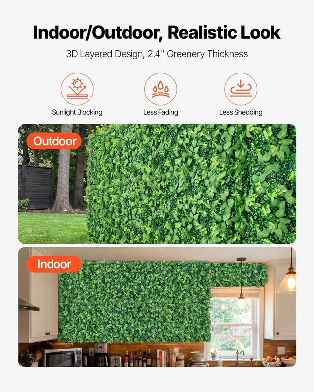 Alt view image 5 of 8 - VEVOR Artificial Plant Wall, 4 PCS, Each Panel 2 x 8 ft Artificial Boxwood Panels, Sun Protection Greenery Backdrop Privacy Hedge Fence, Fake Grass Screen for Wedding, Indoor, Outdoor Garden, Backyard