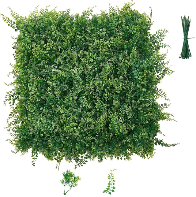 Main image of VEVOR Artificial Plant Wall, 12PCS 20 x 20 in Artificial Boxwood Panels, Sun Protection Greenery Backdrop Privacy Hedge Fence, Fake Grass Screen for Wedding, Indoor, Outdoor Garden, Backyard