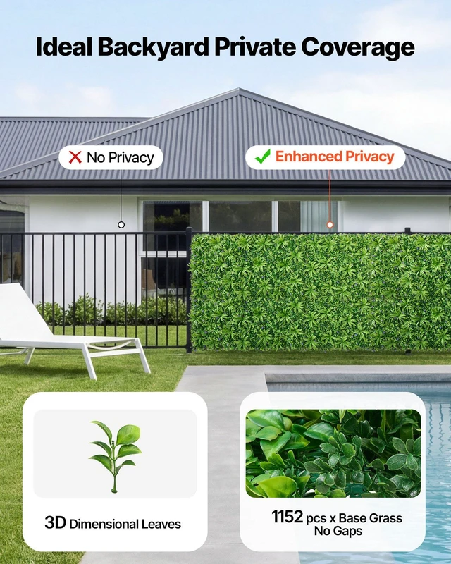 Alt view image 2 of 8 - VEVOR Artificial Plant Wall, 40 x 120 in Artificial Boxwood Panels, Sun Protection Greenery Backdrop Privacy Hedge Fence, Fake Grass Screen for Wedding, Indoor, Outdoor Garden, Backyard (1 PC)