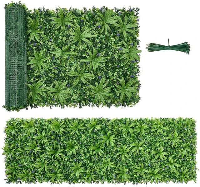 Main image of VEVOR Artificial Plant Wall, 40 x 120 in Artificial Boxwood Panels, Sun Protection Greenery Backdrop Privacy Hedge Fence, Fake Grass Screen for Wedding, Indoor, Outdoor Garden, Backyard (1 PC)