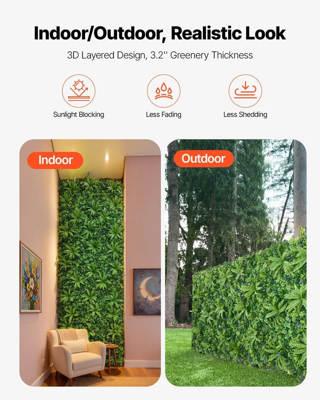Alt view image 5 of 8 - VEVOR Artificial Plant Wall, 40 x 120 in Artificial Boxwood Panels, Sun Protection Greenery Backdrop Privacy Hedge Fence, Fake Grass Screen for Wedding, Indoor, Outdoor Garden, Backyard (1 PC)