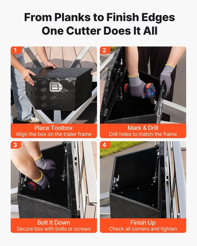 Alt view image 5 of 8 - VEVOR Trailer Tongue Box, 26" x 13" x 12" Aluminum Trailer Tongue Tool Box, Heavy Duty Storage Organizer with Lock and Keys, Utility Tool Chest for Pickup Truck Bed, RV, SUV, Off-Road Vehicle, Black