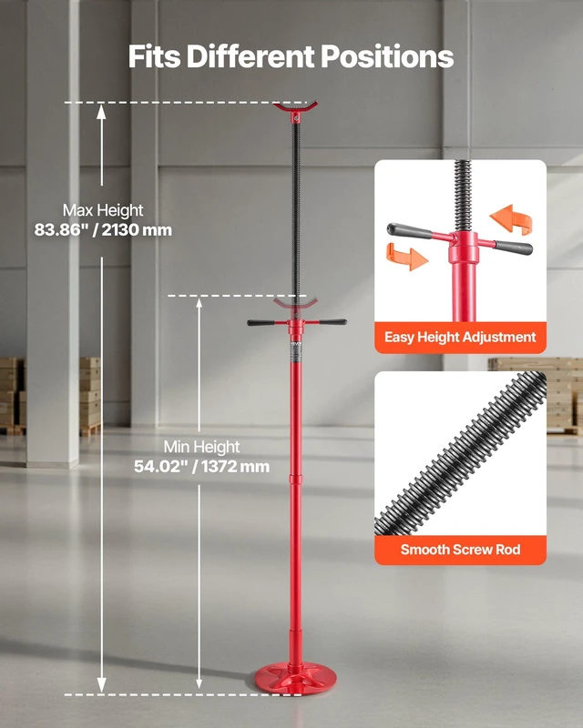Alt view image 3 of 8 - VEVOR Underhoist Support Stand, 1/2 Ton (1102 lbs) Capacity Under Hoist Jack Stand, Lifting from 54.02" to 83.86", Bearing Mounted Spin Handle, Self-Locking Threaded Screw, Support Vehicle Components